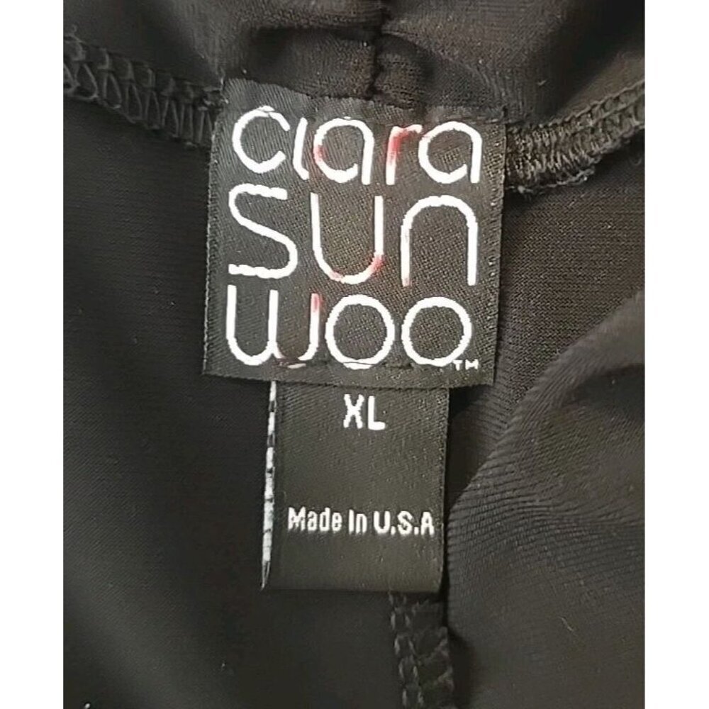 Clara Sun Woo Women's Black Swing Dress Lagenlook Ruched Sleeves Size XL t71 - Picture 5 of 6